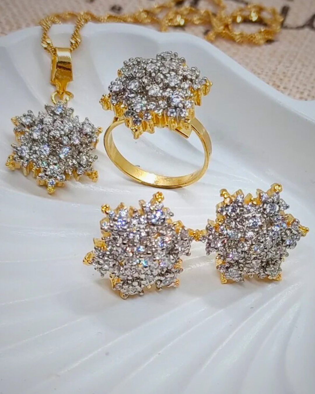 22K Gold Plated Diamond Cut Jewelry Set | LS-411