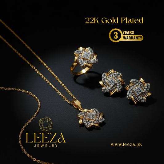 22K Gold Plated Diamond Cut Jewelry Set | LS-400