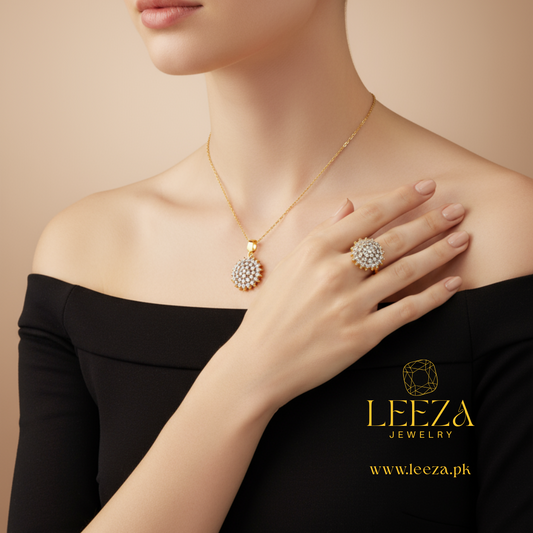 22K Gold Plated Diamond Cut Jewelry Set | LS-543