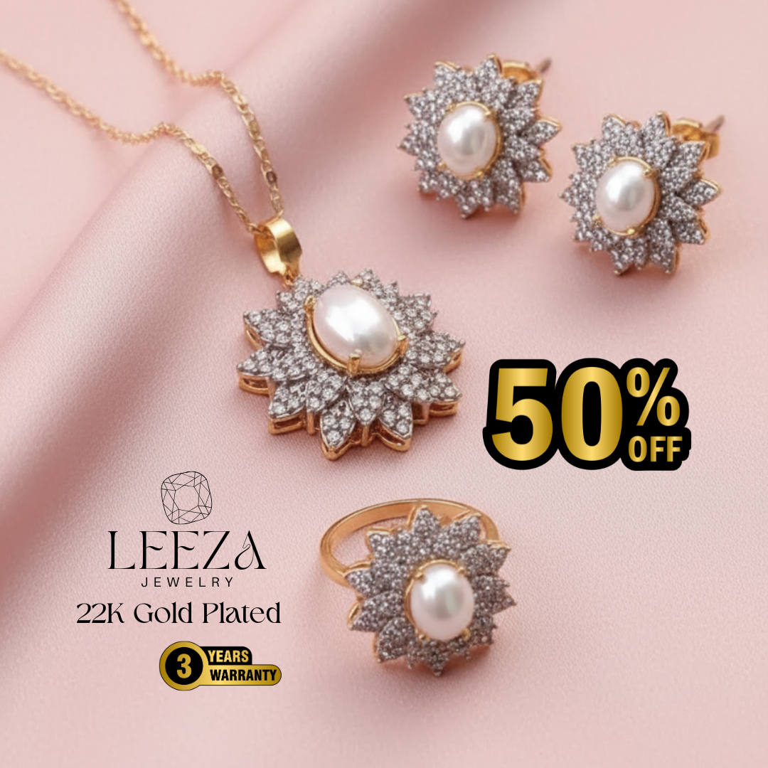 Pearl Sunburst Necklace Set | LS-3529