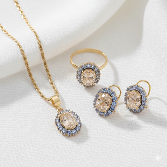 7 Colors | 22K Gold Plated Diamond Cut Jewelry Set | LS-449