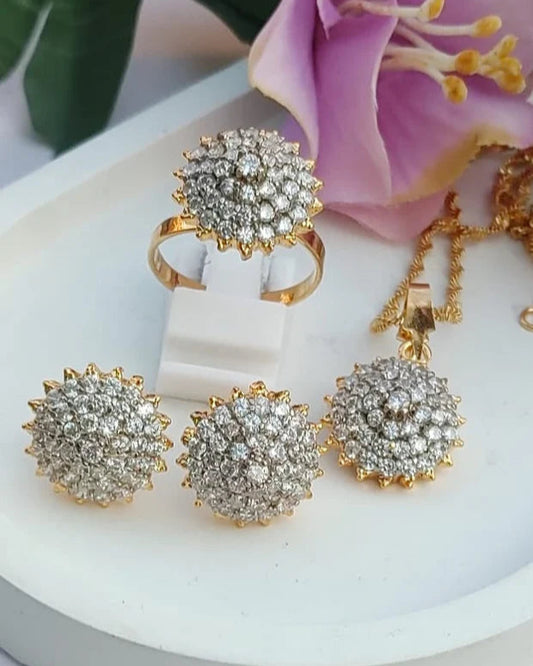 22K Gold Plated Diamond Cut Jewelry Set | LS-532