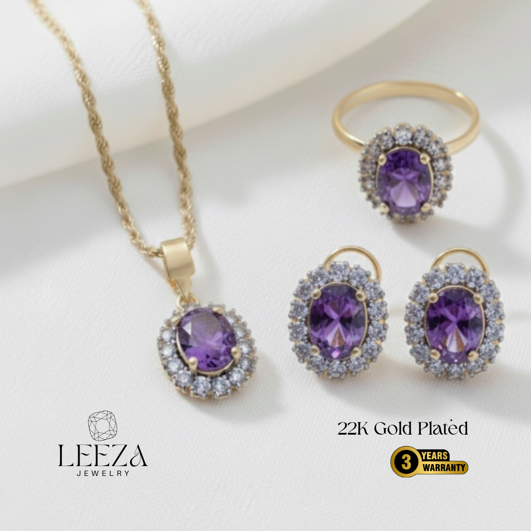 7 Colors | 22K Gold Plated Diamond Cut Jewelry Set | LS-449