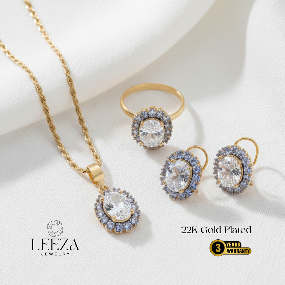 7 Colors | 22K Gold Plated Diamond Cut Jewelry Set | LS-449