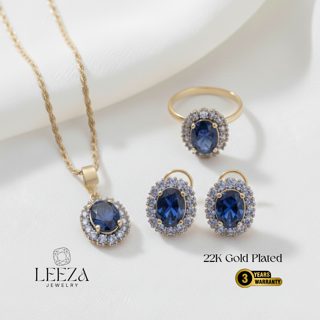 7 Colors | 22K Gold Plated Diamond Cut Jewelry Set | LS-449