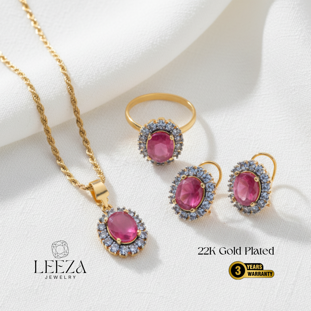 7 Colors | 22K Gold Plated Diamond Cut Jewelry Set | LS-449