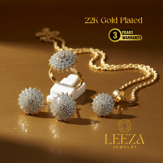 22K Gold Plated Diamond Cut Jewelry Set | LS-532