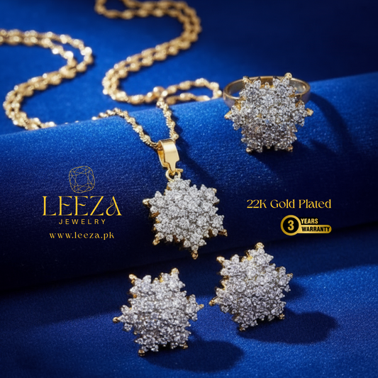 22K Gold Plated Diamond Cut Jewelry Set | LS-411