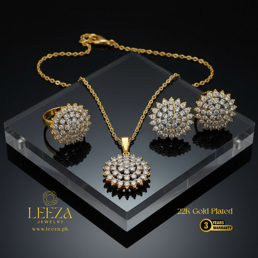 22K Gold Plated Diamond Cut Jewelry Set | LS-543