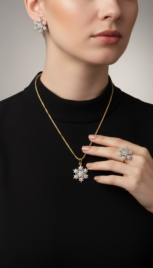 22K Gold Plated Diamond Cut Jewelry Set | LS-519