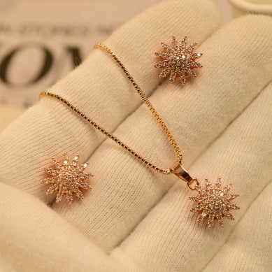 Crystal Golden Pendant Set |  3 Pcs