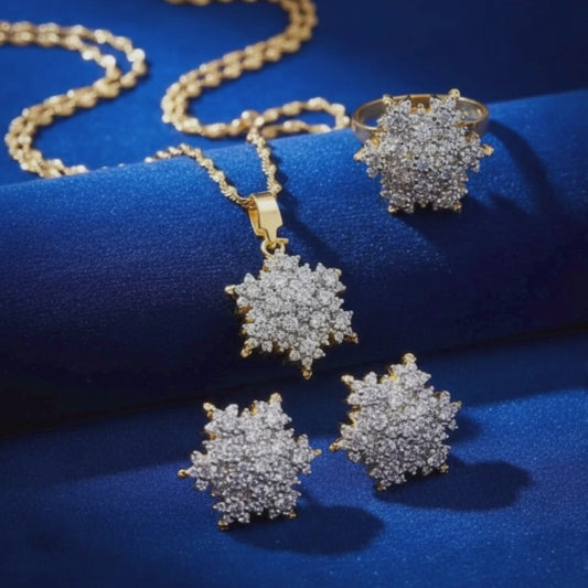 22K Gold Plated Diamond Cut Jewelry Set | LS-411